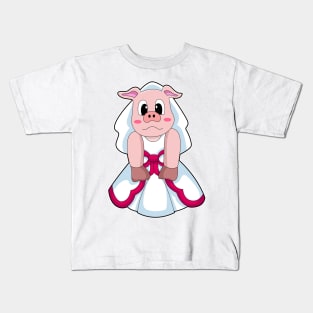 Pig as Bride with Wedding dress Kids T-Shirt